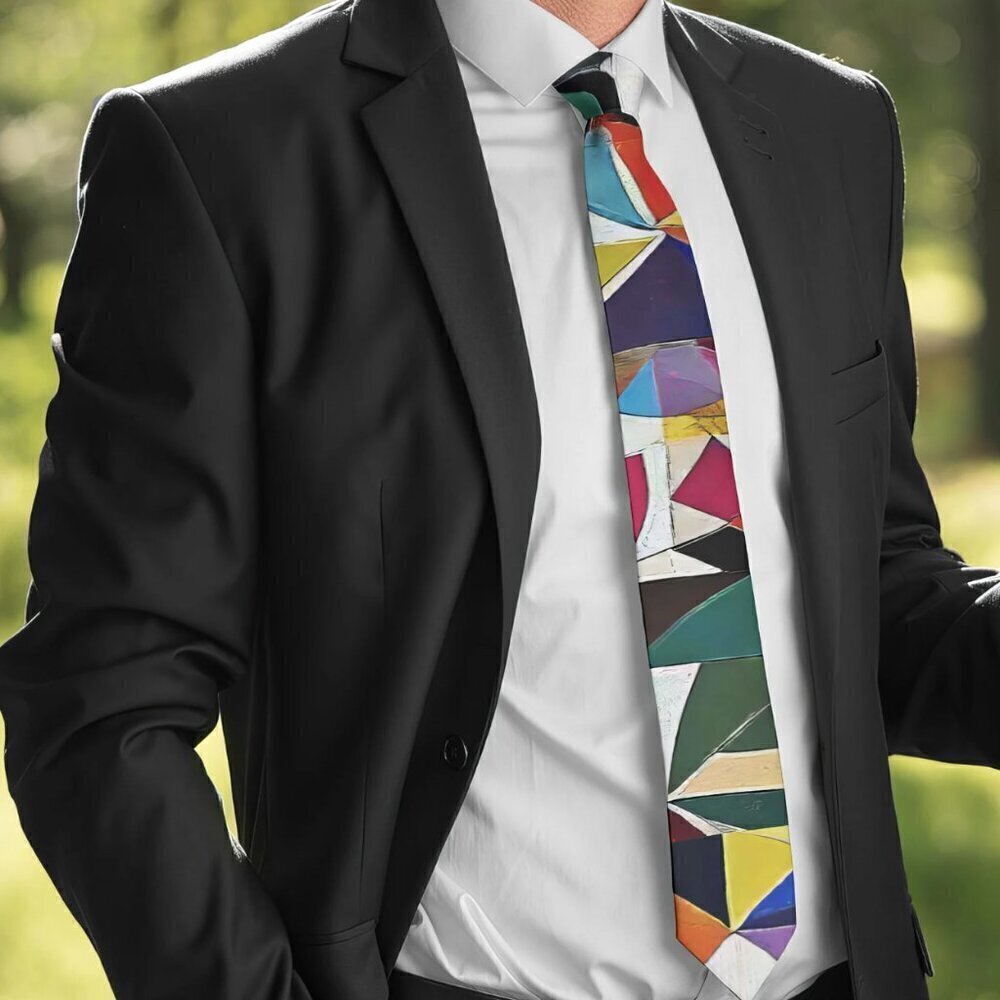 Abstract Tie Retro Christmas Menswear Tie Necktie Mid Century Modern Black Blue